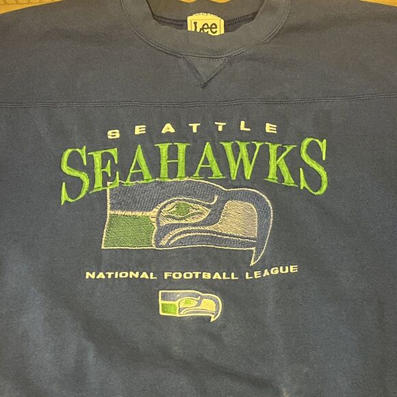 Vintage NFL Seattle Seahawks Sweatshirt blue embroidered Lee - Picture 2 of 9